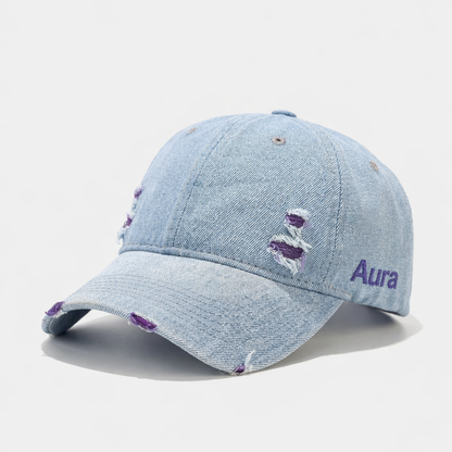 Aura - Vintage Washed Denim Unisex Street Snapback Cap
