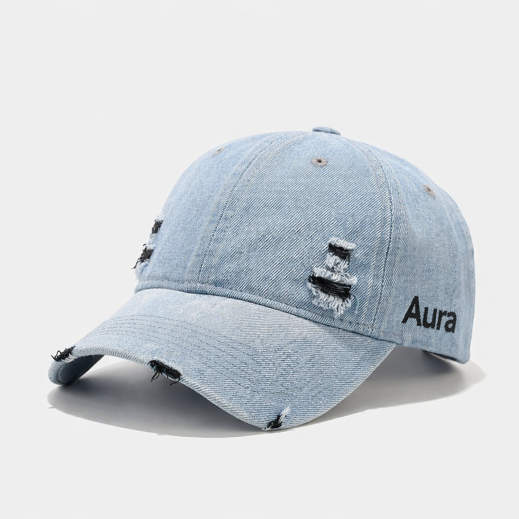 Vintage Washed Denim Cap – Unisex Street Style Snapback