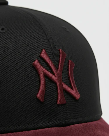 NY Suede Cap – Maroon & Black Premium Baseball Hat